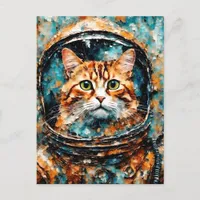 an adorable cat astronaut postcard