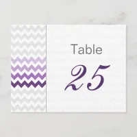 Mod chevron purple Ombre wedding table numbers