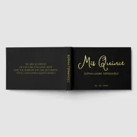 Elegant Modern Black Gold Quinceañera Foil Guest Book