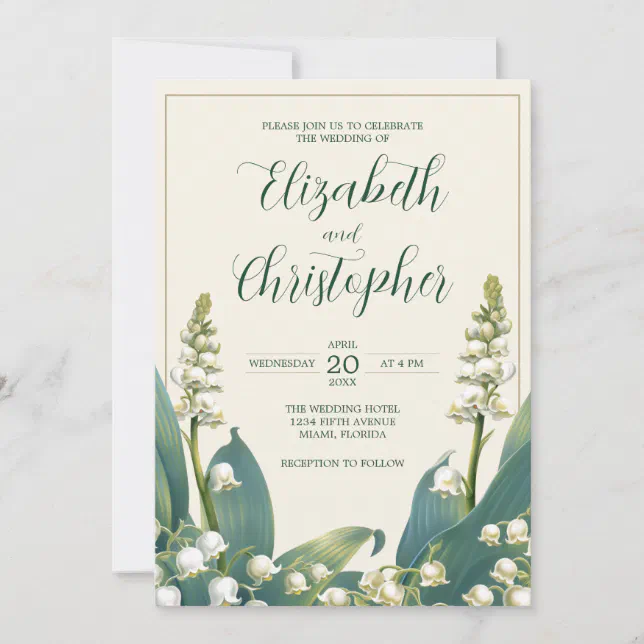 Elegant Lily of the valley Floral Wedding Invitation