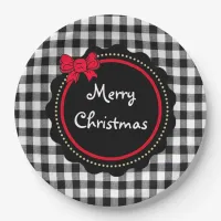 Merry Christmas Buffalo Plaid Country Style Paper Plates