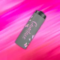 Pretty Pink- Moon, Butterfly, Floral - Monogram | Thermal Tumbler