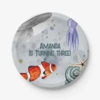 Ocean Animals Sea Life Kids Birthday Party Blue  Paper Plates