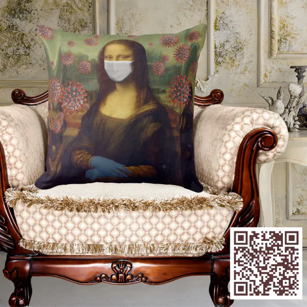 Masked Mona Lisa Playing Safe Around Coronavirus Throw Pillow