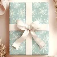 Soft Blue White Snowflake Christmas Wrapping Paper