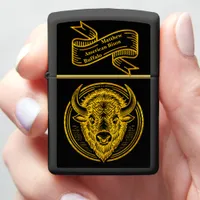 Intricate Bison Buffalo Head Illustration Zippo Lighter