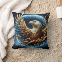 Golden Eagle Perched on Branch at Dusk Throw Pillow