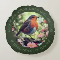 Robins Appear When Loved Ones Are Near Green Round Pillow