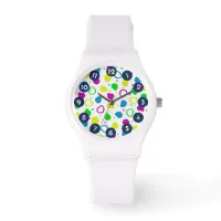 Colorful neon dots and shapes retro pattern watch