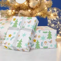 Teal Blue Vintage Retro Nostalgic Christmas Wrapping Paper