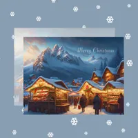 Christmas market in the mountains - custom holiday card