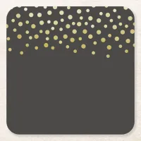 Gold Faux Foil Confetti Square Paper Coaster