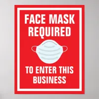 11" x 14" Bold Red Face Mask Required Paper Poster