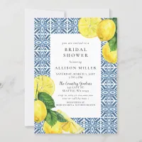 Sicilian Mediterranean Blue Lemons Bridal Shower Invitation