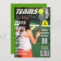 Magazine Cover Pic Celebrity Tennis Birthday Party Invitation