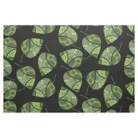 Green Detailed Doodle Filigree Leaves Pattern Fabric