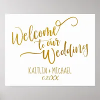 Brush Script Wedding Welcome Sign | (Faux Foil)