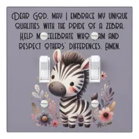 Woodland Zebra Kids Christian Prayer on Purple | Light Switch Cover