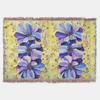 Delphinium  flowers painting throw blanket