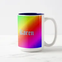 Colorful Rainbow Gradient Diagonal Blend Two-Tone Coffee Mug