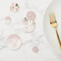 Floral Sparkles Sweet Sixteen Rose Gold ID912 Confetti