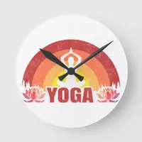 Sunshine Yoga Yogi Lotus Flower   Round Clock