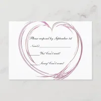 Pink Abstract Heart Wedding RSVP Response Card