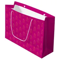 Abstract Sparkling Gold, Magenta Christmas Tree Large Gift Bag