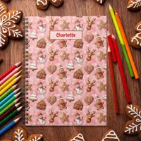 Kids Gingerbread Cookies Christmas Red Notebook