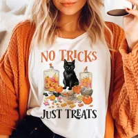 No Tricks Just Treats Black Cat Vintage Halloween  Tri-Blend Shirt