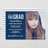 Blue and White Graduation Party Invitation