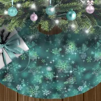 Prettiest Snowflakes Pattern Green ID846 Brushed Polyester Tree Skirt