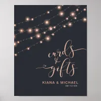 Modern String Lights Wedding Sign Rose Gold ID585