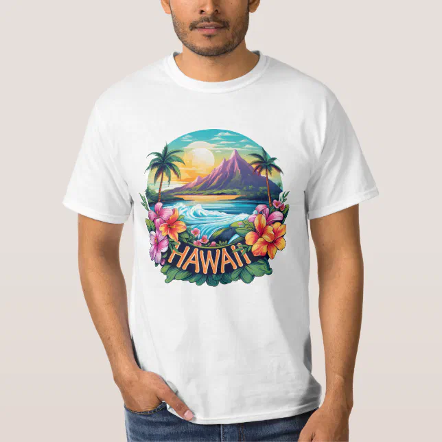 Hawaii Aloha Tropical Beach Mountains  T-Shirt