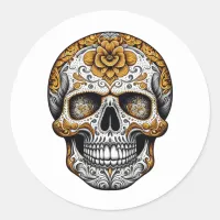 Sugar Skull Halloween Día de Muertos  Classic Round Sticker