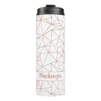 Chic Rose Gold Foil Geometric Name or Monogram Thermal Tumbler