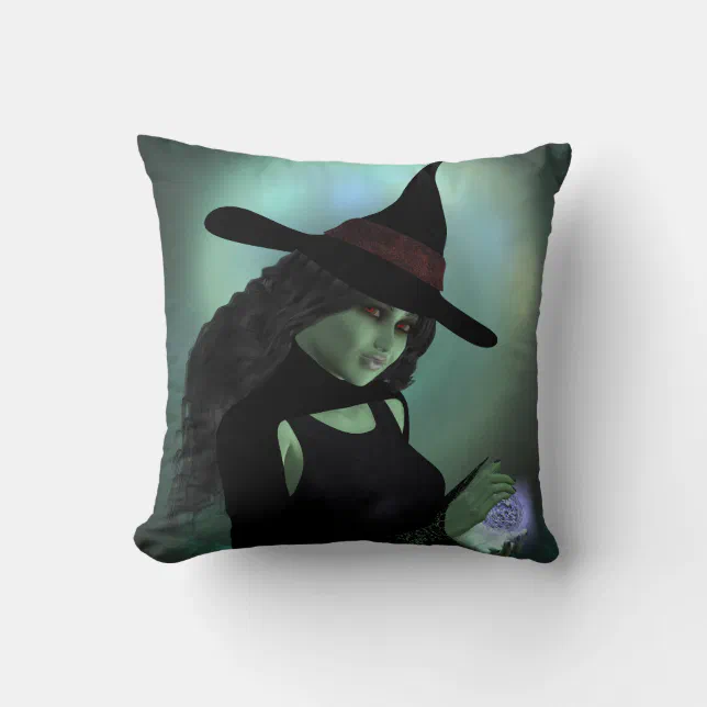 Wicked Witch Casting a Spell Throw Pillow