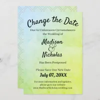 Change the Date Wedding Postponed Green Parchment Save The Date