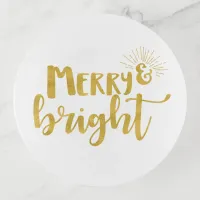 CUSTOMIZABLE Merry and Bright Gold Trinket Tray