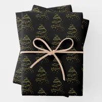 ..., Black Christmas Tree Wrapping Paper Sheets