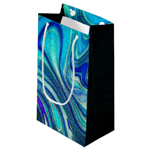 Elegant Aquamarine Paua Rainbow Shell Inspired Small Gift Bag