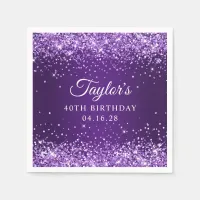 Glittery Royal Purple Ombre 40th Birthday Guest Napkins