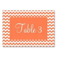 White Zigzag and Coral Table Number