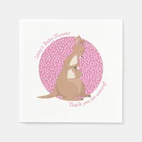 Kangaroo Joey Girl Pink and Brown Baby Shower Napkins