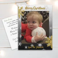 Add a Photo to this Black Snowflake Christmas Card