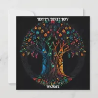 Birthday Card with Tree in full color Invitation