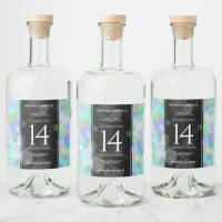 Elegant 14th Opal Wedding Anniversary Celebration Liquor Bottle Label