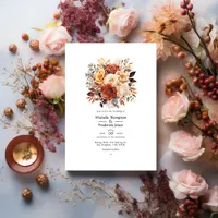 Rose Gold and Rose Brown Floral Wedding Invitation