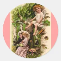 Cupid & CoupleVintage Valentine’s Day Classic Round Sticker