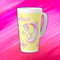 Pretty Pink- Moon, Butterfly, Floral - Monogram | Latte Mug